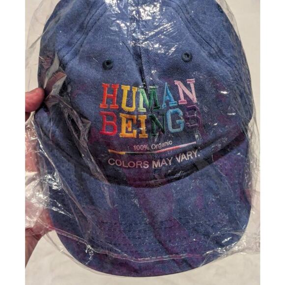 Blue "Human Beings" Adults Ballcap Hat - Picture 2 of 5